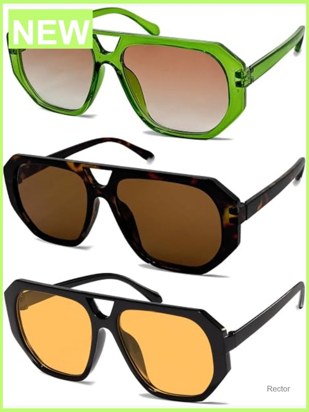 Retro Square Aviator Sunglasses, UV400 Protection, Trendy 70s Flat Frame Unisex